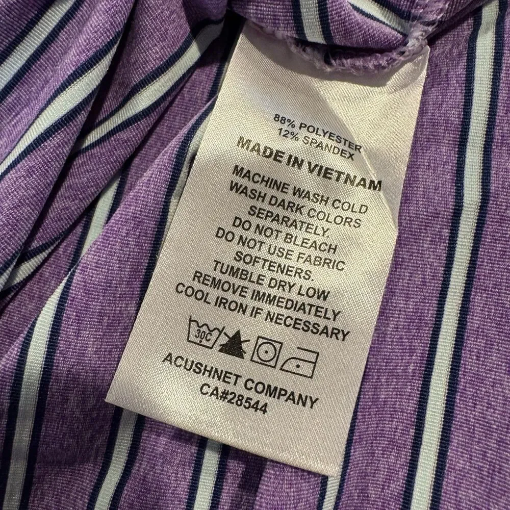 FootJoy ProDry Golf Polo Shirt Mens M Purple Striped Stretch Athletic Short Slv